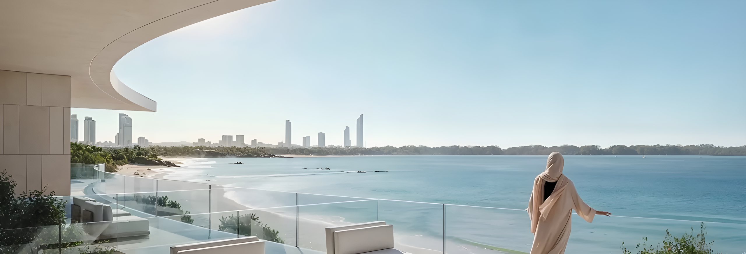 Shoreline mansion terrace at Marsa Al Saadiyat